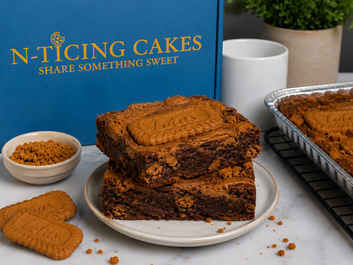 Lotus biscoff brownie slab