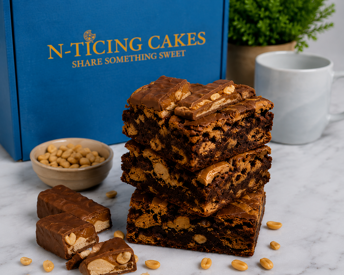 Snickers brownie slab